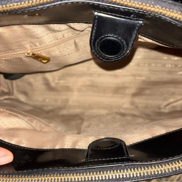 Lauren Ralph Lauren Taylor Black Embossed Satchel - Picture 9 of 11